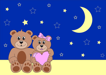 zwei teddys in der nacht
