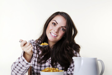 breakfast time cereal and milk