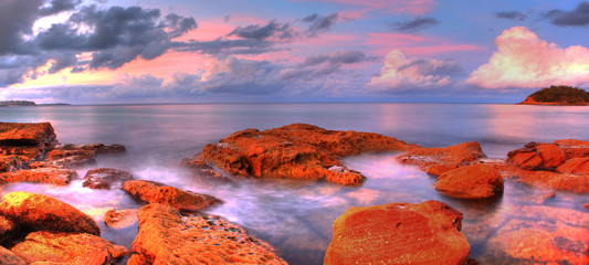 Sea stones at sunset - Sydney Australia © semisatch