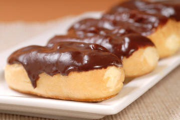 Delicious chocolate eclairs