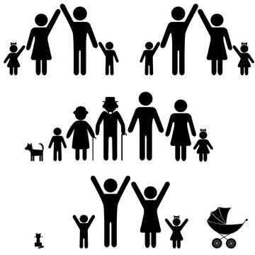 People silhouette family icon. Person vector woman, man.