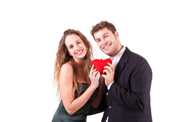 Couple Holding an Heart, symbol of Love, on Valentine's Day