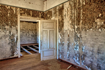 interior of an house in kolmanskop's ghost town namibia africa