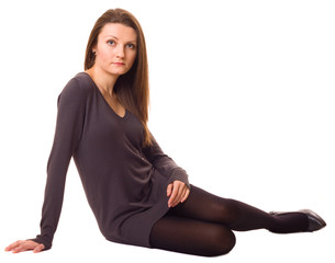 a portrait of a young woman isolated on a white background.