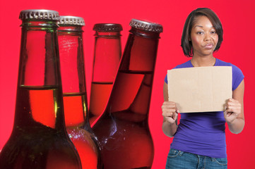 Woman Holding a Blank Sign