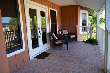 outdoor tropical balcony and doors