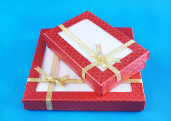 Gift boxes on blue background