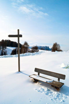 Wooden Winter Bench With Mark Trial