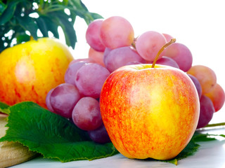 Ffresh fruits on table.  isolated on a white background