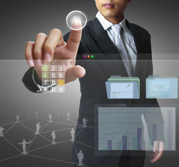 hand pushing on a touch screen interface