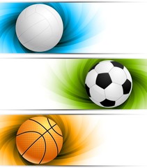 Set of banners with balls