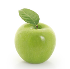 green apple on white background