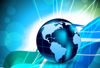 Abstract background with glboe in blue color