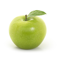 green apple on white background