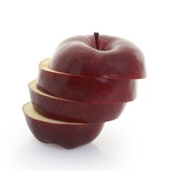 Red apple sliced in pieces