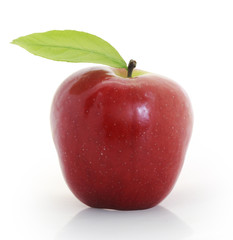 Red apple and white background