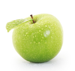 green apple on white background