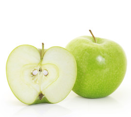 green apple on white background