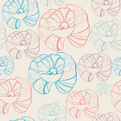 Floral seamless background in retro colors