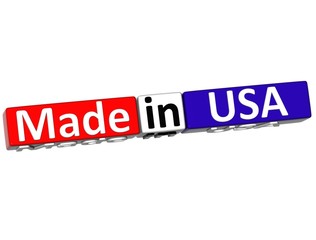 3D Made in USA over white background