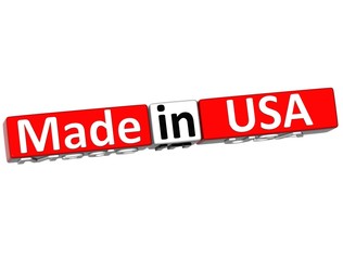 3D Made in USA over white background
