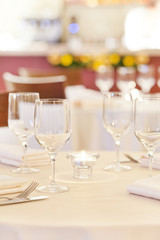 Tables set for meal