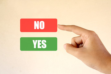 Hand and buttons Yes/No (Choose no)