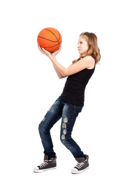 Girl playing basketball