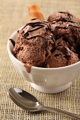 Bowl of chocolate ice cream