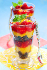 raspberry and peach trifle