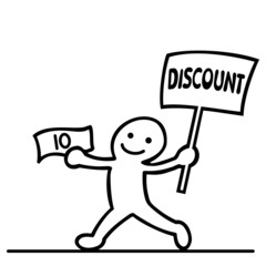 cartoon of men with discount sign