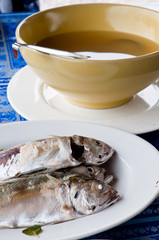 Steamed mackerel with spicy soup