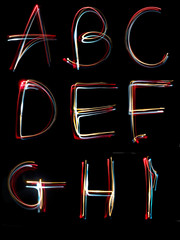 alphabet light neon writing long exposure