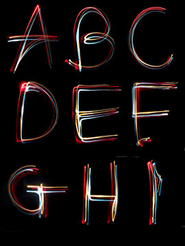 Alphabet Light Neon Writing Long Exposure