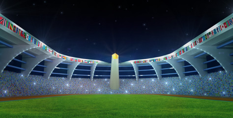 Olympic Stadium night time - obrazy, fototapety, plakaty
