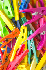 Colorful clothespins closeup
