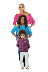 rasta boy with his sisters isolated on white