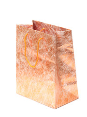 golden Shopping Bag on white background