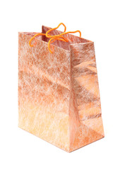 golden Shopping Bag on white background