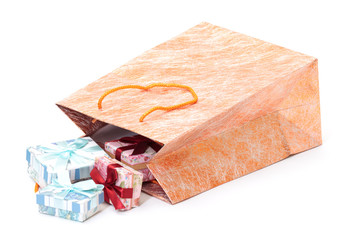 golden Shopping Bag with gifts