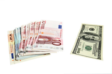 Obraz na płótnie Canvas euro and dollars money