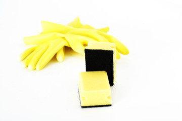 Schwamm und Gummihnadschuhe