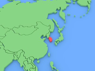 Three-dimensional map of South Korea isolated. 3d