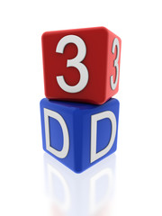 3d red and blue cubes