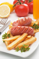 Grilled sausage with french fries