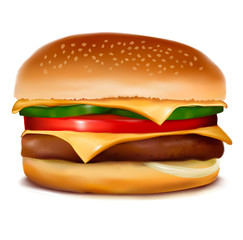 Cheeseburger.  Vector illustration.