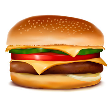 Cheeseburger.  Vector illustration.