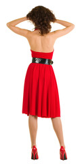 Sexy young woman in red dress