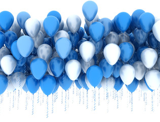 Blue and white party balloons isolated