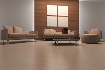 3d render modern living room